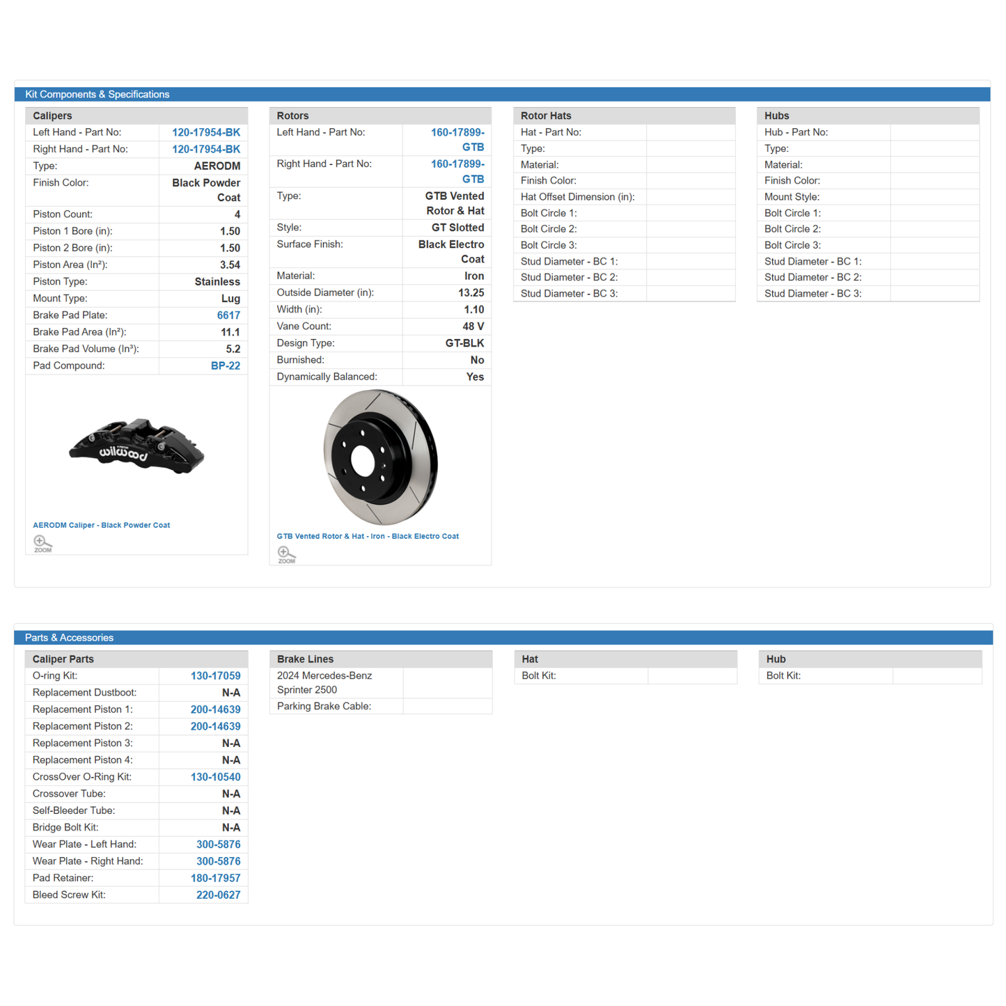 WILWOOD SPRINTER BRAKE KIT: 2500 REAR