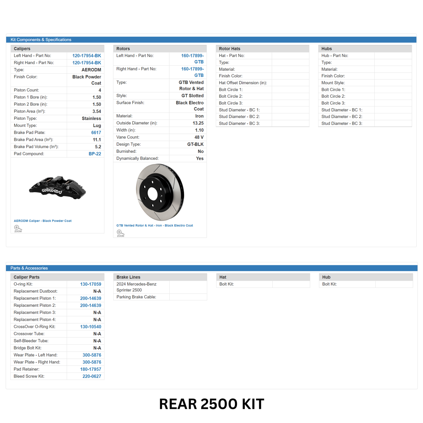 SPRINTER 2500 WILWOOD BIG BRAKE KIT UPGRADE (FRONT & REAR)
