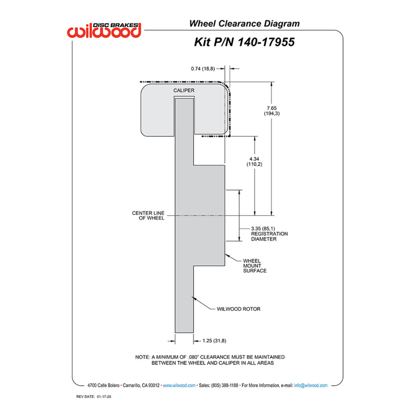 WILWOOD SPRINTER BRAKE KIT: 2500 FRONT