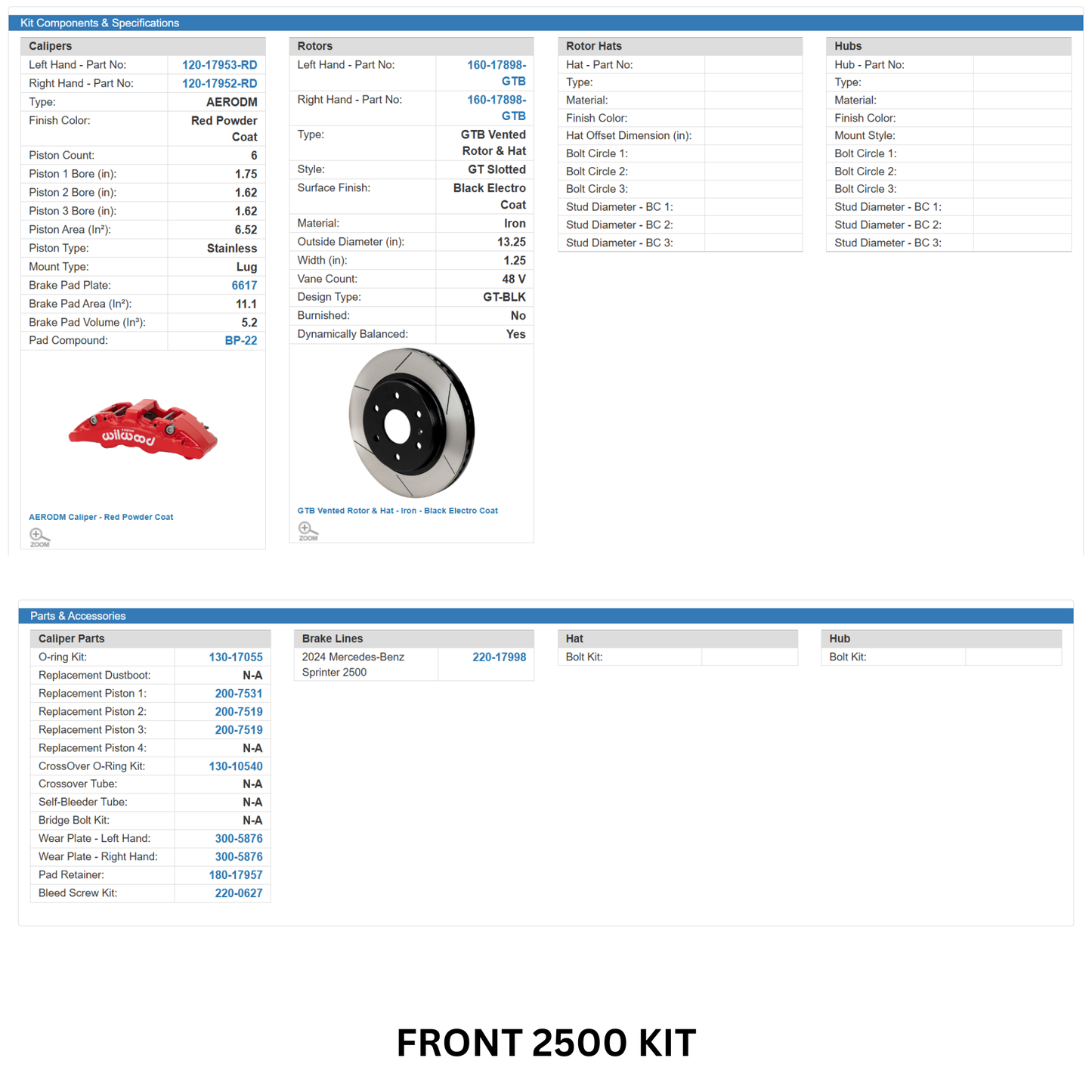 SPRINTER 2500 WILWOOD BIG BRAKE KIT UPGRADE (FRONT & REAR)