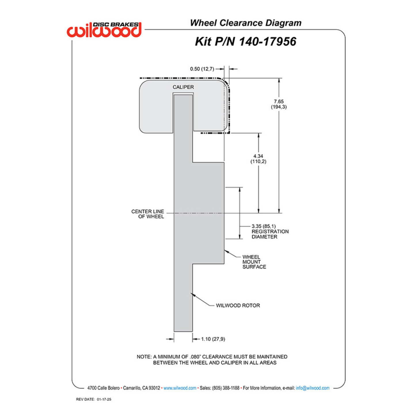 WILWOOD SPRINTER BRAKE KIT: 2500 REAR
