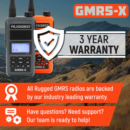 GMR5-X - 5W GMRS Handheld Radio - Waterproof with XL Battery